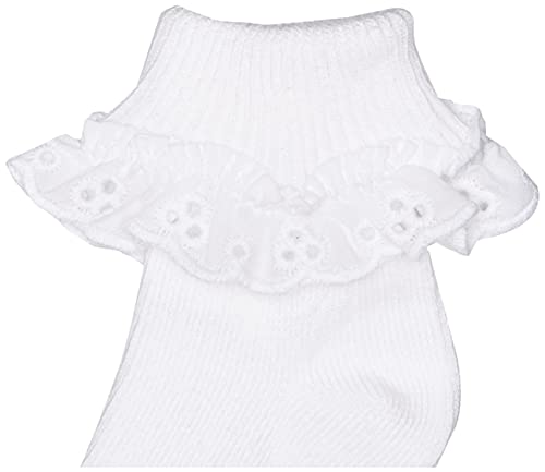 Jefferies Socks baby girls Newborn Eyelet Lace 3 Pair Pack infant and toddler socks, White, 12-24 Months US