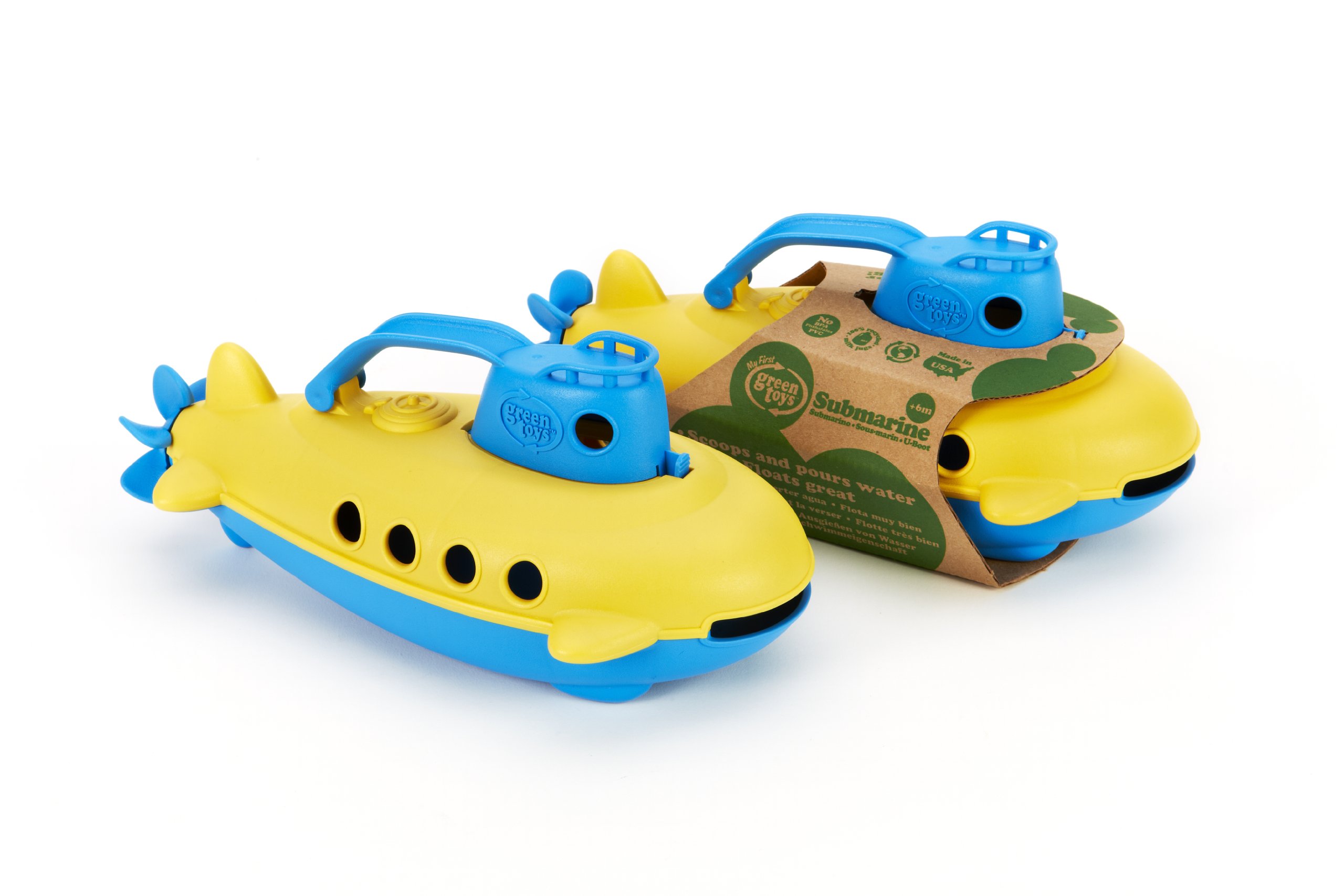 Green Toys Submarine - BPA, Phthalate Free Blue Watercraft with Spinning Rear Propeller Made from Recycled Materials. Safe Toys for Toddlers