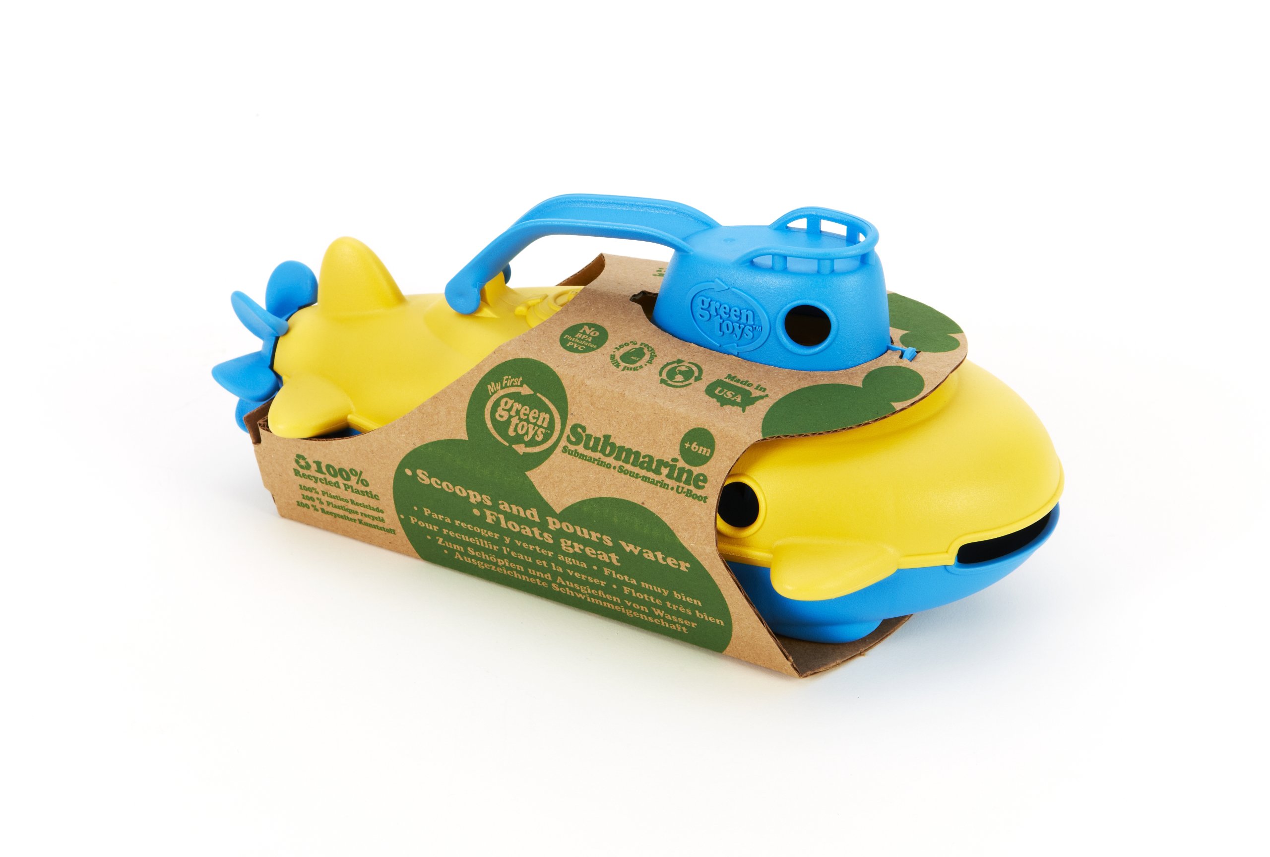 Green Toys Submarine - BPA, Phthalate Free Blue Watercraft with Spinning Rear Propeller Made from Recycled Materials. Safe Toys for Toddlers