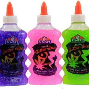 Elmer's Liquid Glitter Glue, Great For Making Slime, Washable, Assorted Colors, 6 Ounces Each, 3 Count