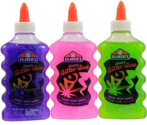 Elmer's Liquid Glitter Glue, Great For Making Slime, Washable, Assorted Colors, 6 Ounces Each, 3 Count