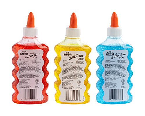 Elmer's Classic Glitter Glue, 6 Ounces, Assorted Primary Colors, Set of 3 - E317