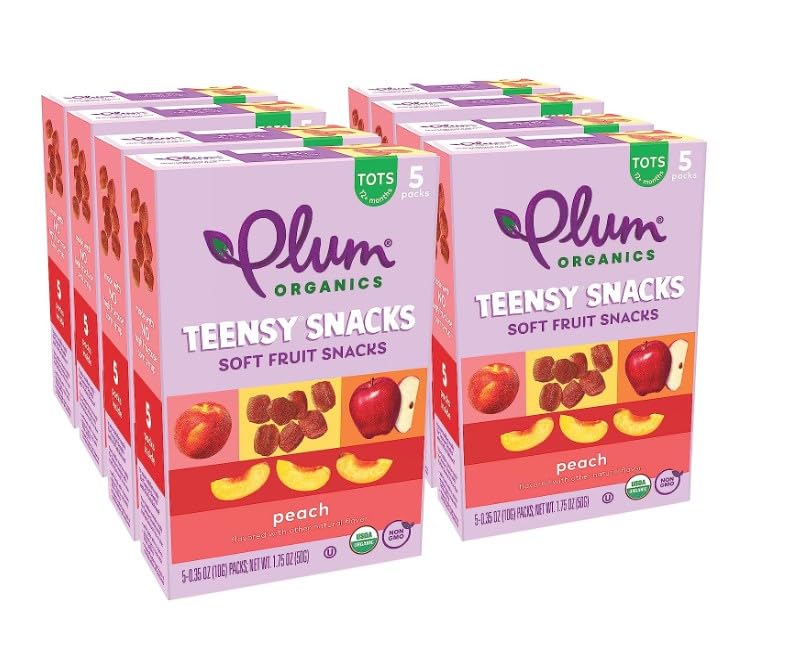 Plum Organics | Teensy Fruit Snacks | Organic Toddler & Kids Snacks | Peach | 0.35 Ounce Snack (40 Total) Packaging May Vary