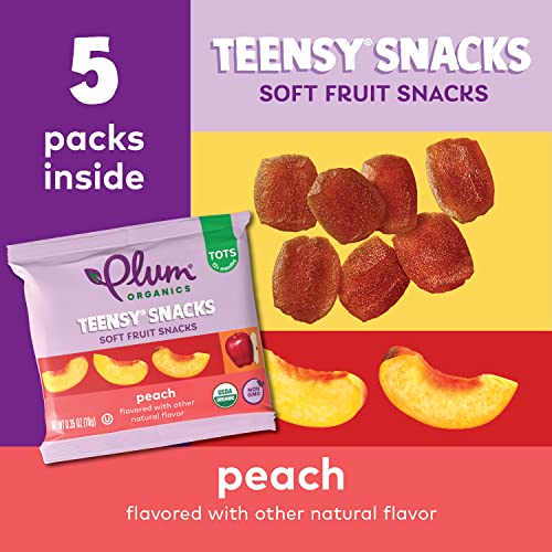 Plum Organics | Teensy Fruit Snacks | Organic Toddler & Kids Snacks | Peach | 0.35 Ounce Snack (40 Total) Packaging May Vary