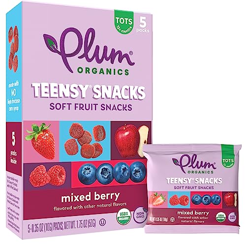 Plum Organics | Teensy Fruit Snacks | Organic Toddler & Kids Snacks | Berry | 0.35 Ounce Snack (40 Total) Packaging May Vary