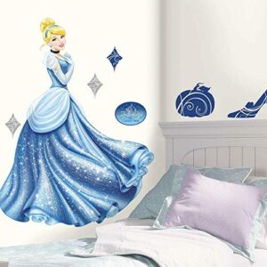 roommates rmk1957gm disney princess cinderella glamour peel and stick giant wall decal,blue