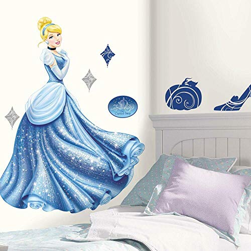 RoomMates RMK1957GM Disney Princess Cinderella Glamour Peel and Stick Giant Wall Decal,Blue