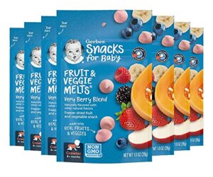 gerber snacks for baby fruit & veggie melts, very berry blend, 1 ounce (pack of 7)