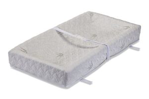 la baby 4 sided changing pad w/blended viscose bamboo quilted cover, 32" - made in usa. easy to clean w/non-skid bottom, safety strap, fits standard changing tables for best infant diaper change