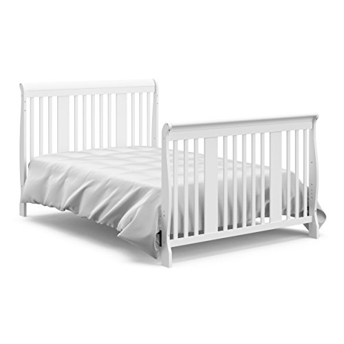 Storkcraft Tuscany 4-in-1 Convertible Crib, White, Easily Converts to Toddler Bed, Day Bed or Full Bed, 3 Position Adjustable Height Mattress (Mattress Not Included) ,White, Crib