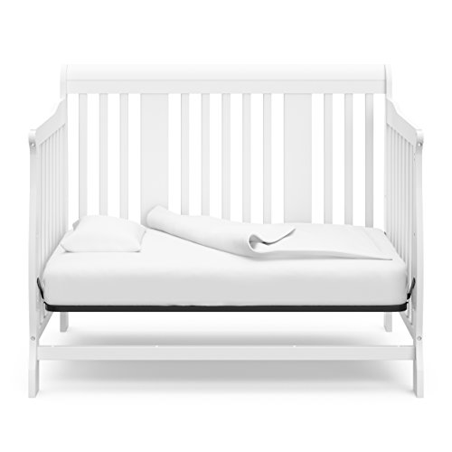 Storkcraft Tuscany 4-in-1 Convertible Crib, White, Easily Converts to Toddler Bed, Day Bed or Full Bed, 3 Position Adjustable Height Mattress (Mattress Not Included) ,White, Crib