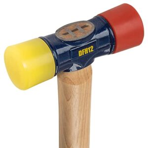 Estwing - DFH-12 Rubber Mallet - 12 oz Double-Face Hammer with Soft/Hard Tips & Hickory Wood Handle - DFH12,Black Red & Yellow