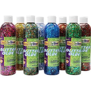 chenille kraft glitter chip glue, 8 color, set 8-ounce bottles