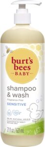 burt's bees baby shampoo & wash, sensitive body care, unscented, fragrance & tear free, all natural, 21 ounce