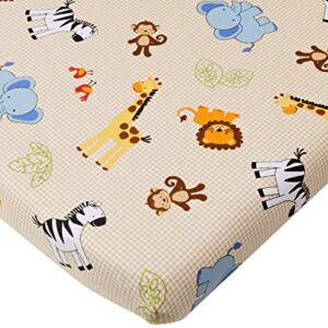 Bedtime Originals Jungle Buddies Sheet, Brown/Yellow