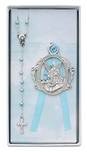blue rosary & crib medal