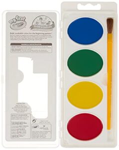 crayola my first washable watercolors & brush, large paints, toddler art supplies, 4 count