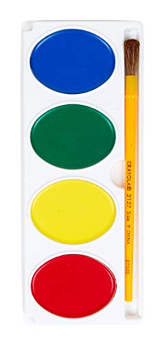 Crayola My First Washable Watercolors & Brush, Large Paints, Toddler Art Supplies, 4 Count