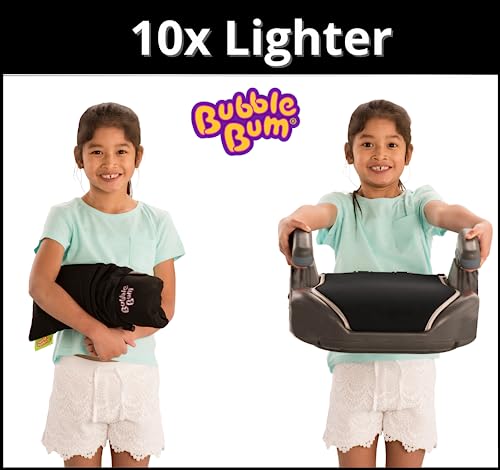 BubbleBum Inflatable Travel Booster Seat for Car, Portable Booster Seat for Car - Backless, Foldable & Narrow Slim Fit -Travel Car Seat for Kids 40-100 lbs - Black