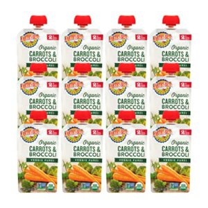 earth's best organic baby food pouches, stage 2 vegetable puree for babies 6 months and older, organic carrots and broccoli puree, 3.5 oz resealable pouch (pack of 12)