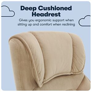 Serta Hannah Executive Microfiber Office Chair with Headrest Pillow, Adjustable Ergonomic with Lumbar Support, Soft Fabric, Plush Beige