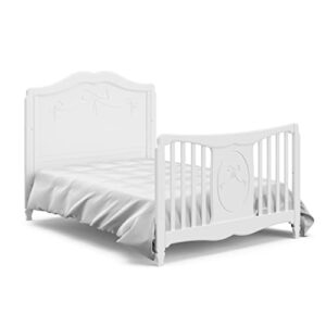 Storkcraft Princess 5-in-1 Convertible Crib (White) – GREENGUARD Gold Certified, Converts to Toddler Bed and Full-Size Bed, Classic Baby Crib for Girls Nursery, Fits Standard Full-Size Crib Mattress