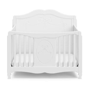 Storkcraft Princess 5-in-1 Convertible Crib (White) – GREENGUARD Gold Certified, Converts to Toddler Bed and Full-Size Bed, Classic Baby Crib for Girls Nursery, Fits Standard Full-Size Crib Mattress