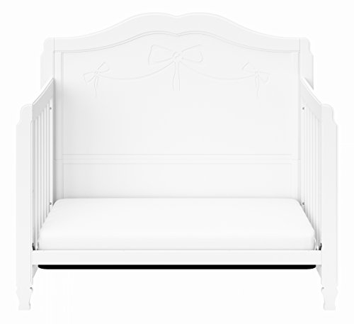 Storkcraft Princess 5-in-1 Convertible Crib (White) – GREENGUARD Gold Certified, Converts to Toddler Bed and Full-Size Bed, Classic Baby Crib for Girls Nursery, Fits Standard Full-Size Crib Mattress