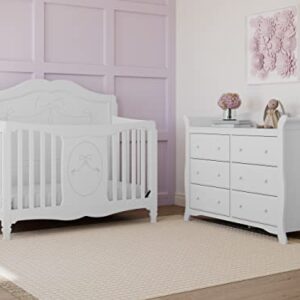 Storkcraft Princess 5-in-1 Convertible Crib (White) – GREENGUARD Gold Certified, Converts to Toddler Bed and Full-Size Bed, Classic Baby Crib for Girls Nursery, Fits Standard Full-Size Crib Mattress