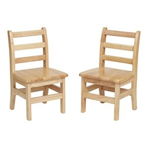 ecr4kids three rung ladderback chair, 12in seat height , classroom seating, natural, 2-pack