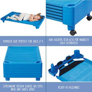 ECR4Kids Streamline Cot, Toddler Size, Classroom Furniture, Blue, 6-Pack