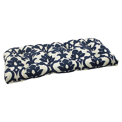 Pillow Perfect Outdoor/Indoor Basalto Navy Tufted Loveseat Cushion, 1 Count (Pack of 1), Blue