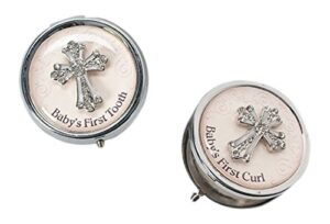 roman 64655 set of 2 enamelled round boxes tooth and baby's first curl