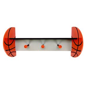 trend lab basketball wall shelf with pegs, orange