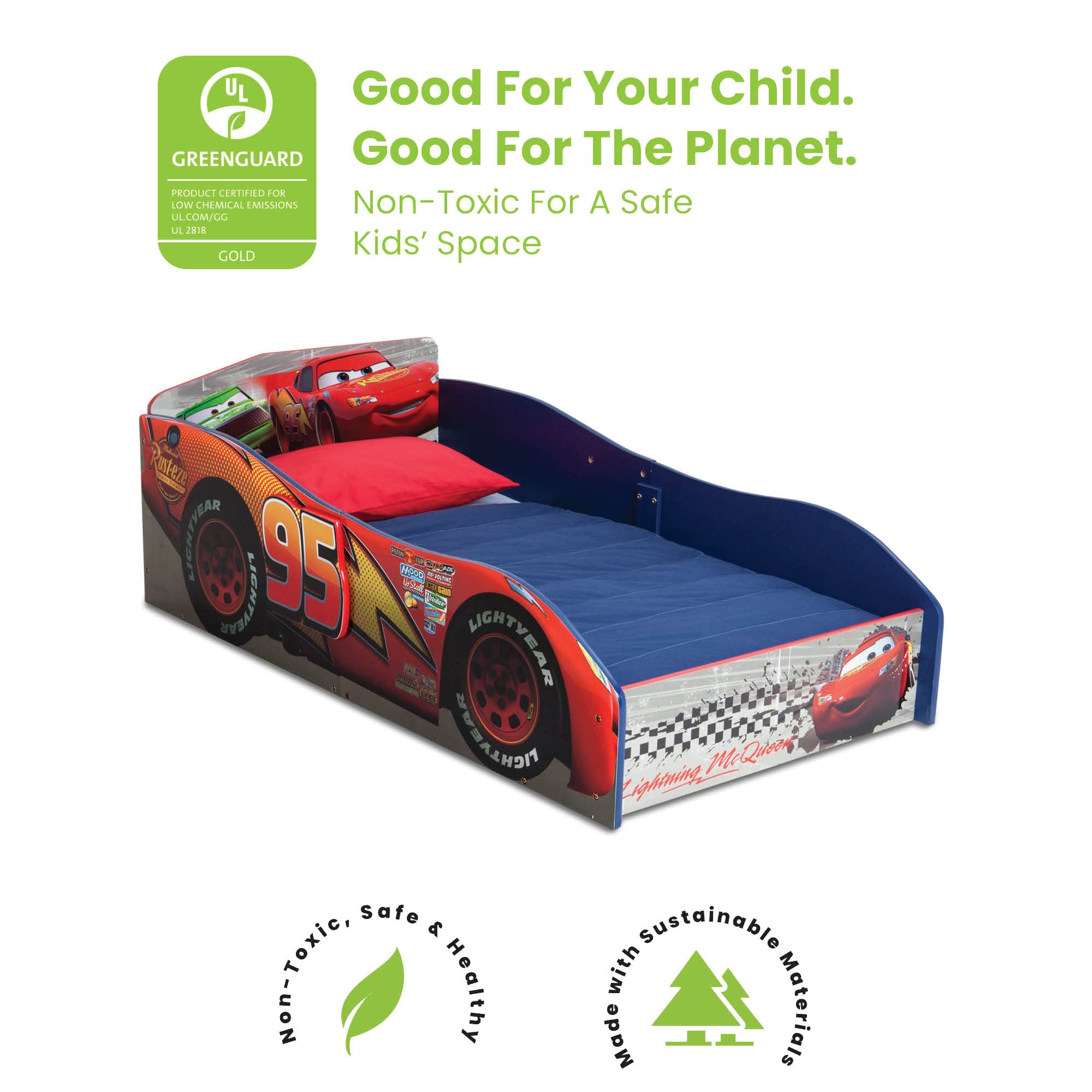 Delta Children Wood Toddler Bed - Greenguard Gold Certified, Disney/Pixar Cars