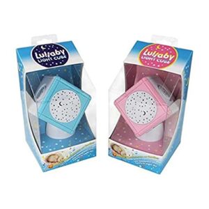 portable baby soother, night light, and star projector in one - lullaby light cube - w touch sensors - (pink)