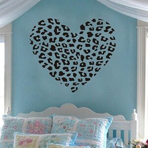 23.6" X 25.6" Cheetah Spot Print Heart Wall Sticker Decal for Home Decor Nursery Kids Room Removable Quote Vinyl Wall Decals Stickers