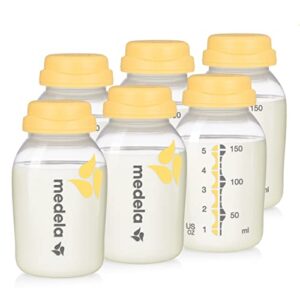 medela breast milk collection and storage bottles, 6 pack, 5 ounce breastmilk container, compatible with medela breast pumps and made without bpa
