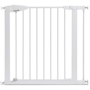 munchkin® easy close pressure mounted baby gate for stairs, hallways and doors, walk through with door, metal, white, 35x29.5 inch (pack of 1)