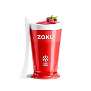 zoku original slush and shake maker, slushy cup for quick frozen homemade single-serving slushies, fruit smoothies, and milkshakes in minutes, bpa-free, red
