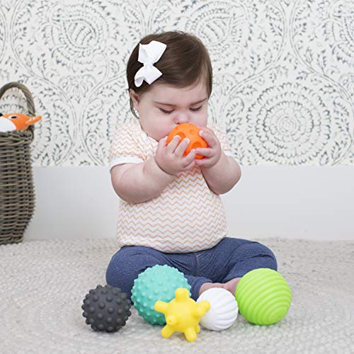 Infantino Textured Multi Ball Set - Toy for Sensory Exploration and Engagement for Ages 6 Months and up, 6 Piece Set