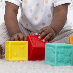 Infantino Squeeze and Stack Block Set - Colorful Textured Soft Blocks, Includes Numbers, Animals and Shapes, Ages 6 Months +