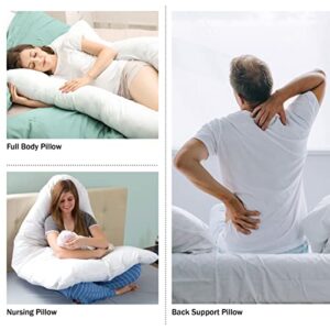 Pregnancy Pillow, Full Body Maternity Pillow with Contoured U-Shape by Bluestone, Back Support 60 x 35 x 7"