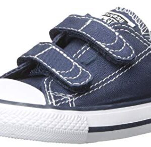 Converse Baby Boys Chuck Taylor All Star 2V Low Top Sneaker, Navy/White, 7 Infant