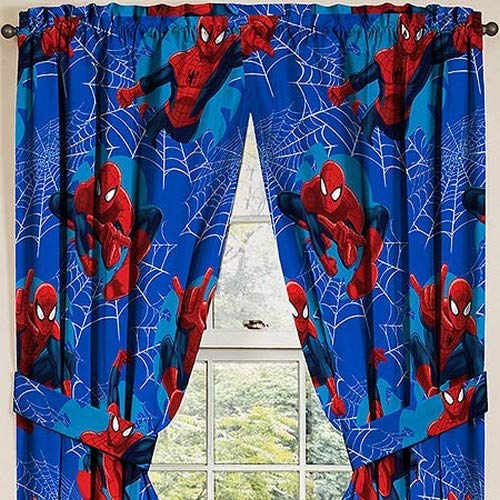 Jay Franco Marvel Spiderman 'Astonish' 42" x 63" Curtain Panel Pair with Tie Backs Drape Set, 63 in