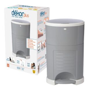 Dekor Plus Hands-Free Diaper Pail | Gray | Easiest to Use | Just Step – Drop – Done | Doesn’t Absorb Odors | 20 Second Bag Change | Most Economical Refill System |Great for Cloth Diapers