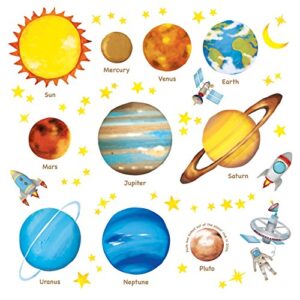 decowall ds8-1307 planets in the space kids wall decals wall stickers peel and stick removable wall stickers for kids nursery bedroom living room