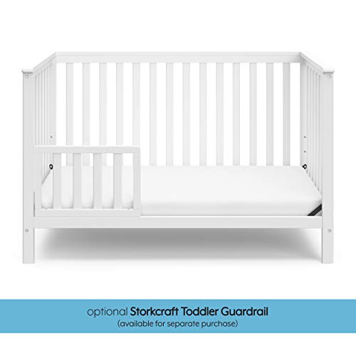 Storkcraft Hillcrest 4-in-1 Convertible Crib (White) - Converts to Daybed, Toddler Bed, and Full-Size Bed, Fits Standard Full-Size Crib Mattress, Adjustable Mattress Support Base