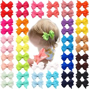 cellot baby hair clips 50pcs tiny 2" hair bows fully covered barrettes clips for baby girls infants and toddlers,25 colors in pairs