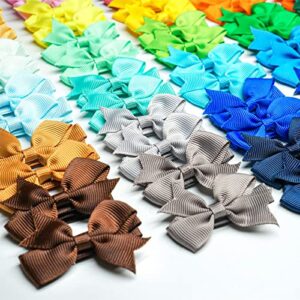 CELLOT Baby Hair Clips 50Pcs Tiny 2" Hair Bows Fully Covered Barrettes Clips for Baby Girls Infants and Toddlers,25 Colors in Pairs